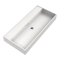 Brauer Gravity Wastafel - 100 cm - met 1 Spoelbak en 0 Kraangaten - Mineraalmarmer Zijdeglans Wit