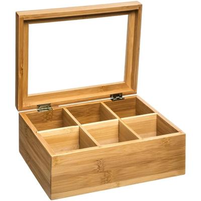 Secret de Gourmet Theedoos - 6-vaks - bamboe hout - 22 x 15 cm - theekist