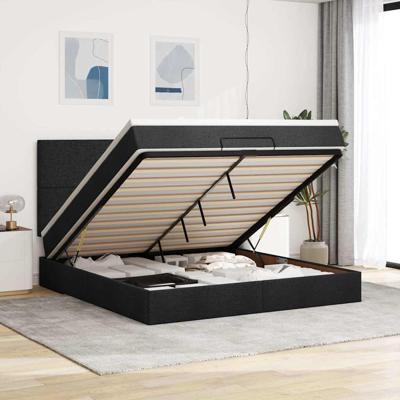 Ottoman bed met matras en LED's 160x200cm stof zwart
