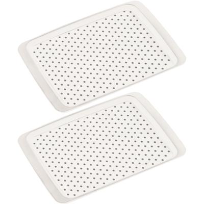 Dienblad met anti-slip noppen - 2x stuks - 26 x 35 cm - horeca dienblad - wit - kunststof