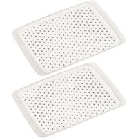 Dienblad met anti-slip noppen - 2x stuks - 26 x 35 cm - horeca dienblad - wit - kunststof