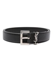 Saint Laurent ceinture en cuir à plaque logo YSL - Noir