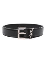 Saint Laurent ceinture en cuir à plaque logo YSL - Noir - thumbnail