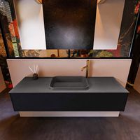 Badkamermeubelset Mondiaz Erin 150 cm met 1 Lade met RIDGE Wastafel Midden Dark grey met 1 kraangat Greeploos Mat Urban Badkamermeubelset Mondiaz Erin 150 cm met 1 Lade met RIDGE Wastafel Midden Dark grey met 1 kraangat Greeploos Mat Urban