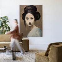 Urban Cotton Wandkleed 'Tsuru' 80 x 110cm in Frame - black Urban Cotton Wandkleed 'Tsuru' 80 x 110cm in Frame - black