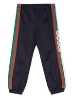 Gucci Kids pantalon de jogging rayé à bande logo - Bleu