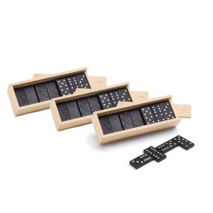 Domino spel 84x stuks steentjes in houten kistje - Gezelschapsspel - Familiespel