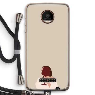 I drink wine: Motorola Moto Z Force Transparant Hoesje met koord