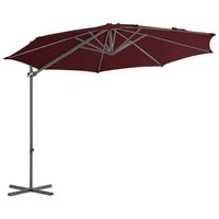 The Living Store Hangende Parasol - Bordeauxrood - 300 x 255 cm - Kantelbaar en 360 graden draaibaar - Inclusief 8