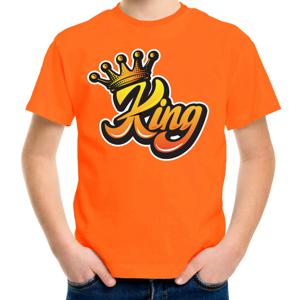 Koningsdag t-shirt voor kinderen/jongens - King - oranje - feestkleding