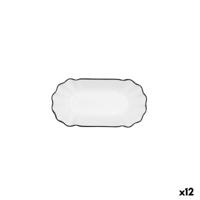 Snackdienblad Quid Gastro Wit Zwart Keramisch 20,5 x 11 x 3,5 cm (12 Stuks)