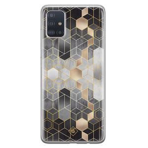 Samsung Galaxy A51 siliconen hoesje - Grey cubes