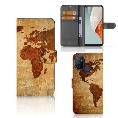 OnePlus Nord N100 Flip Cover Wereldkaart OnePlus Nord N100 Flip Cover Wereldkaart