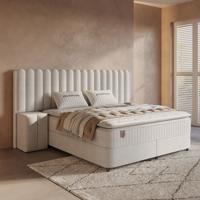 2-Persoons Boxspring met Opbergruimte - Imperial XL - Beige 160x200 cm - Pocketveringen - Inclusief Topper - Dekbed-Discounter.nl