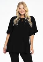 Yoek Tuniek flare met ruches | Zwart | Maat 42/44