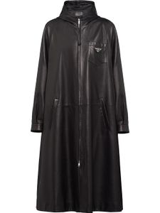 Prada trench en cuir à coupe oversize - Noir