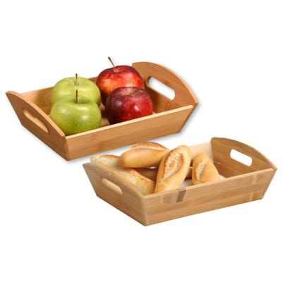 Kesper Fruitmand - 2x - bamboe - beige - L26xB19xH7 cm - met handvaten - broodmand
