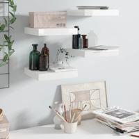 Wandschappen zwevend 4 st 23x23,5x3,8 cm MDF hoogglans wit Wandschappen zwevend 4 st 23x23,5x3,8 cm MDF hoogglans wit