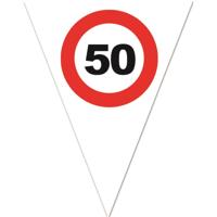 Vlaggenlijn 50 jaar - stopbord opdruk - 5 meter - Plastic - 50e verjaardag - Sarah/Abraham