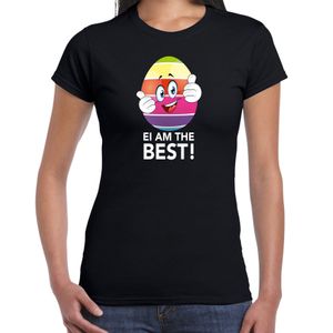 Vrolijk Paasei ei am the best t-shirt zwart voor dames - Paas kleding / outfit