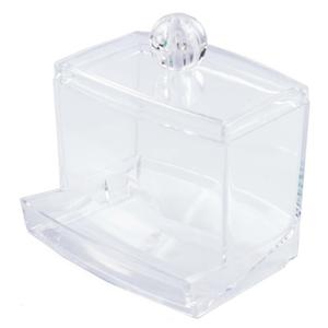 Wattenstaafjes organizer - 1 compartiment - transparant - kunststof - 9 x 7 x 10 cm