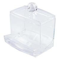 Wattenstaafjes organizer - 1 compartiment - transparant - kunststof - 9 x 7 x 10 cm