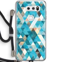Gekleurde driehoekjes blauw: LG V30 Transparant Hoesje met koord