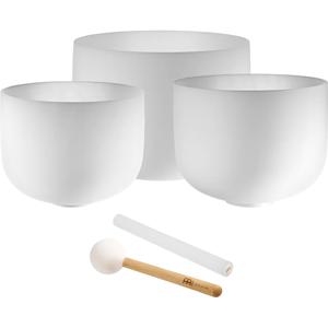 Meinl Sonic Energy White Frosted Crystal Singing Bowl klankschalen set (A4, F4, C4)