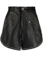 Philipp Plein short en cuir à détails de clous - Noir - thumbnail