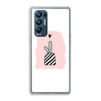 Zwart-wit cactus: Oppo Find X3 Neo Transparant Hoesje