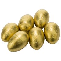 Set van 6x stuks kunststof paaseitjes goud 6 cm   -