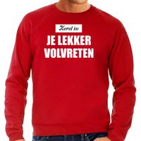 Grote maten Kerst is je lekker volvreten foute Kersttrui / Kerst outfit rood voor heren - thumbnail