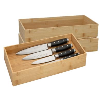 5Five houten bakje - 3x - organizer - bamboe - 38 x 18 x 7 cm - kast en lade verdelers - opslag