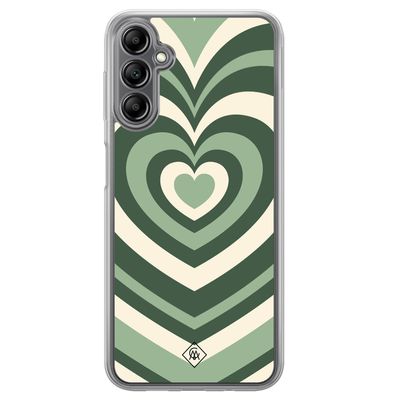 Samsung Galaxy A14 hybride hoesje - Groen hart swirl