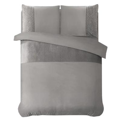 Dekbedovertrek Velvet Crossline - Tweepersoons (200x220 cm) - Zwart/ Wit/ Taupe/ Grijs/ Zand Microvezel - Dessin: Effen - Sleeptime -
