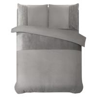 Dekbedovertrek Velvet Crossline - Lits-Jumeaux (240x220 cm) - Zwart/ Wit/ Taupe/ Grijs/ Zand Microvezel - Dessin: Effen - Sleeptime -
