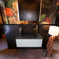 Badkamermeubelset Mondiaz Erin 80 cm met 1 Lade met RIDGE Wastafel Midden Urban met 1 kraangat Greeploos Mat Clay