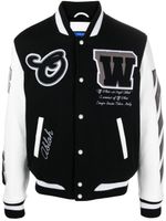 Off-White Lea appliqué varsity jacket - Noir - thumbnail