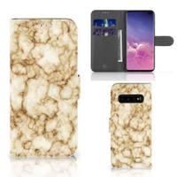 Samsung Galaxy S10 Plus Bookcase Marmer Goud - thumbnail