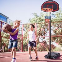 In Hoogte Verstelbare Basketbalring voor Kinderen Binnen en Buiten Zwart + Rood - thumbnail