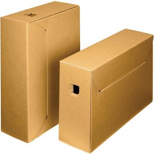 Loeff&apos;s archiefdoos City box 10+, ft 390 x 260 x 115 mm, bruin/wit, pak van 50 stuks