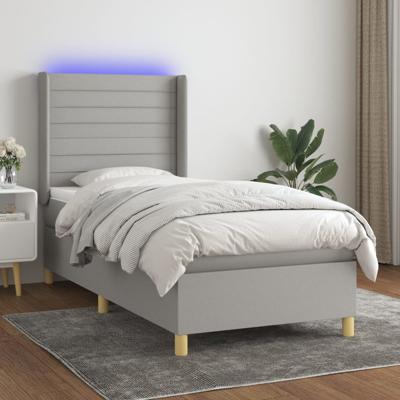 Boxspring met matras en LED stof lichtgrijs 80x200 cm