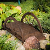 Vijverbrug Tuinbrug Houten Brug met Dubbele Halfronde Leuningen Decoratieve Brug van Dennenhout 101 x 48,5 x 38 cm Bruin