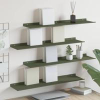 Wandplank met plank 4 pcs Olijf Groen 80 x 18 x 2,5 cm