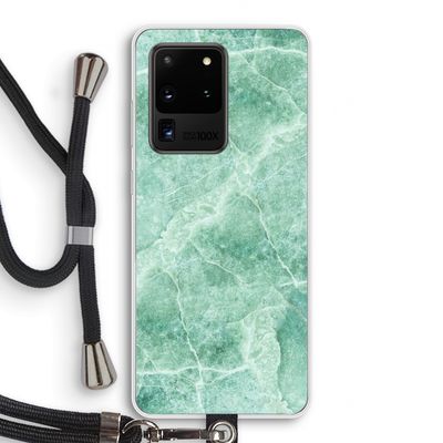 Groen marmer: Samsung Galaxy S20 Ultra Transparant Hoesje met koord