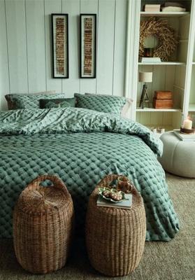 Rivièra Maison Rivièra Maison Dekbedovertrek Woven Wool Groen 260x200/220 cm