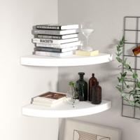 Hoekschappen zwevend 2 st 35x35x3,8 cm MDF wit Hoekschappen zwevend 2 st 35x35x3,8 cm MDF wit