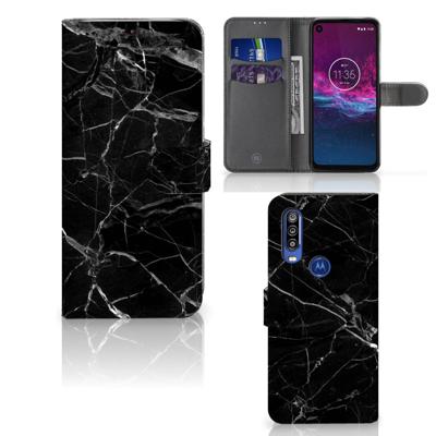 Motorola One Action | Bookcase | Marmer Zwart - Origineel Cadeau Vader