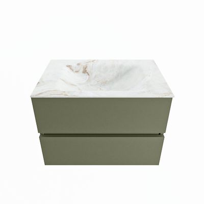 MONDIAZ VICA-DLUX 70cm badmeubel onderkast Army 2 lades. Inbouw wastafel CLOUD midden zonder kraangat, kleur Frappe.
