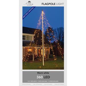 Kerstverlichting - vlaggenmast - warm wit licht - buiten - 360 LED